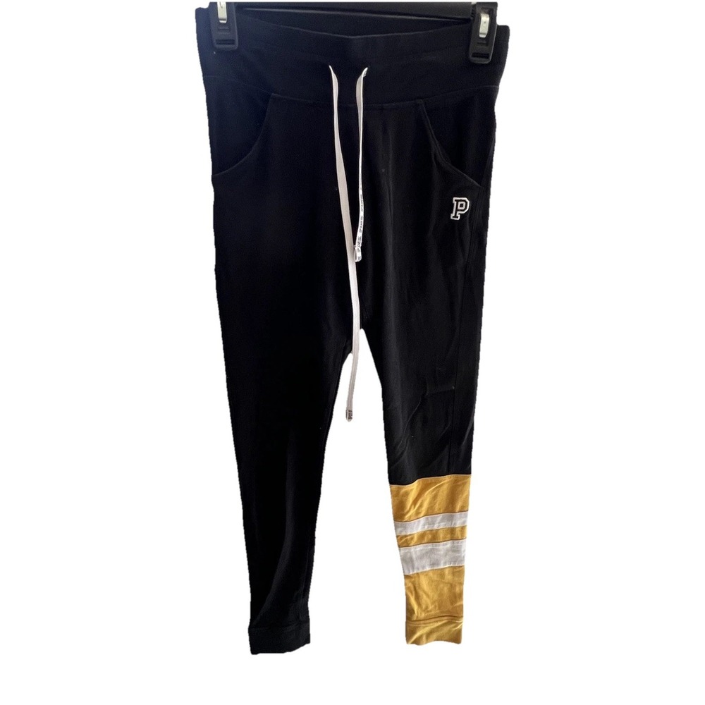 Victoria's Secret PINK Yoga Women's Joggers Sz Small Black Logo Lounge Athletic